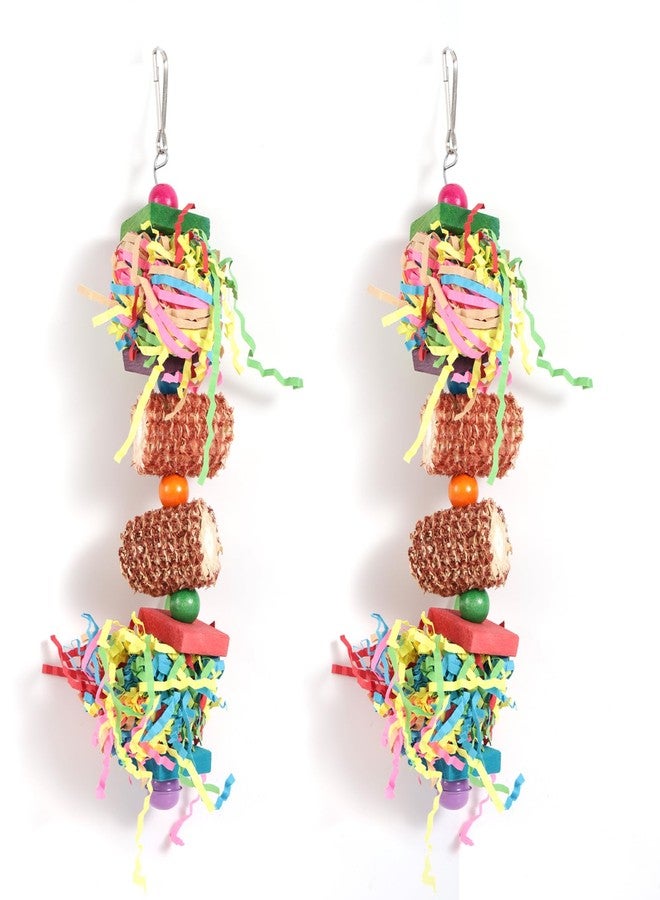 Penitue 2pcs Bird Toys, Parrot Toys for Parakeets Cockatoos Cockatiels Budgie Conure Macaw Corn Cob Shredding Paper Tearing & Foraging Toy Chewing Hanging Toy Cage Accessories for Small & Medium Birds Pet - Image 1